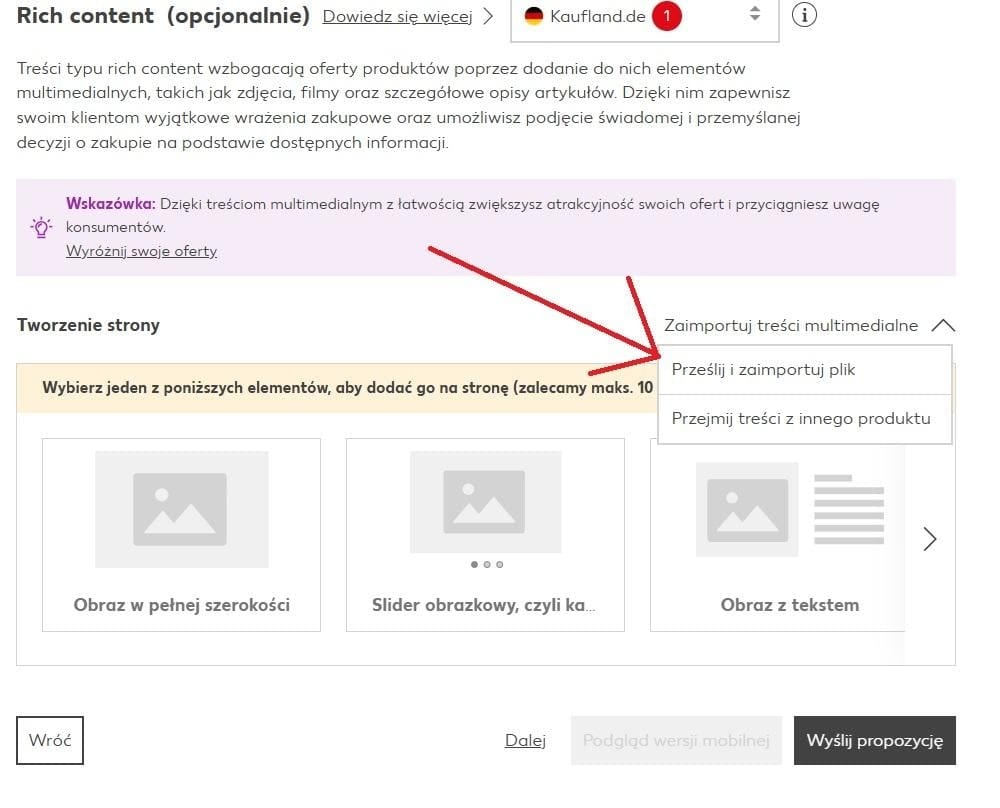 Prześlij i zaimportuj plik