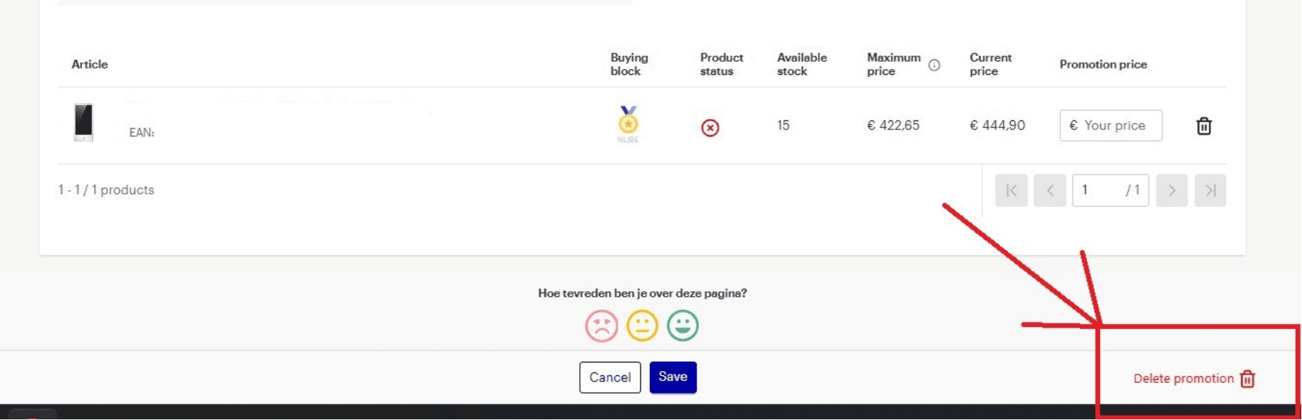 Gdyby coś poszło nie tak, zawsze możemy usunąć utworzoną promocję, klikając “Delete promotion”.